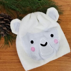 Gertex Knit Beanie Bear Hat Size 4-6x White Grey